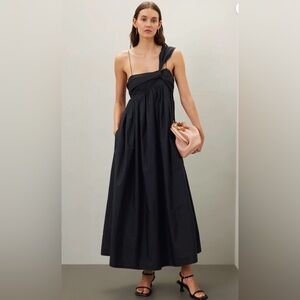 Chic Cecilie Bahnsen Black One-Shoulder Midi Vera Dress